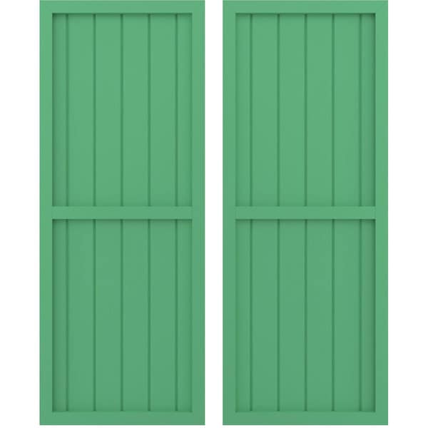 Ekena Millwork Americraft 6-Board Exterior Wood 2 Equal Panel Framed Board-n-Batten Shutters, ARW101BF621X84LPH, PR ARW101BF621X84LPH - main